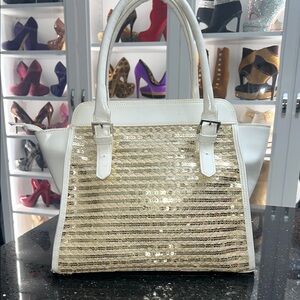 Beautiful Gold Sequin and White Women's Handbag